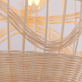 Lightsin Sustainable Handwoven Spherical Rattan Pendant Light with Wave Details Lightsin UK 