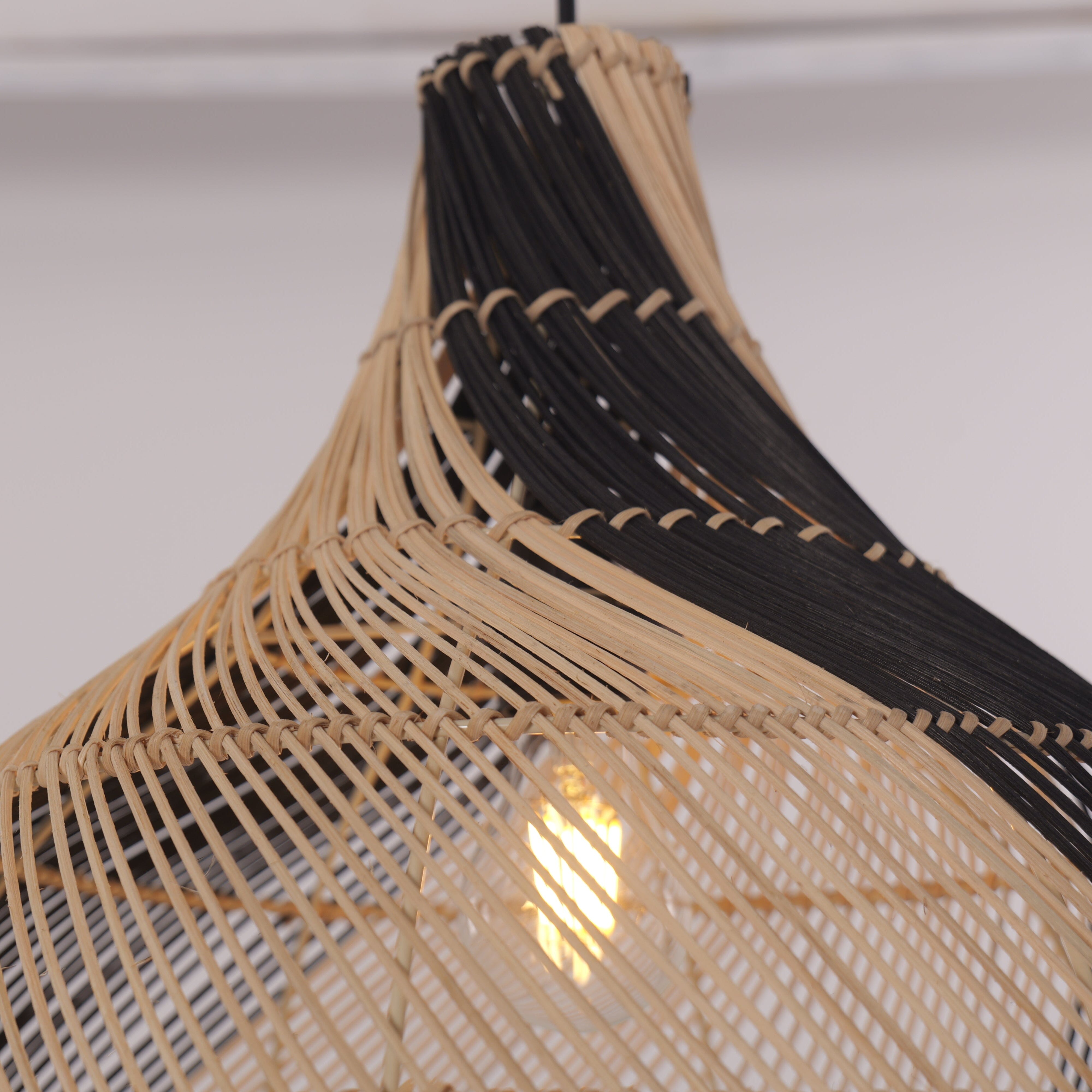 Lightsin Japanese Simple Vase Shaped Handwoven Rattan Pendant Light Lightsin UK 