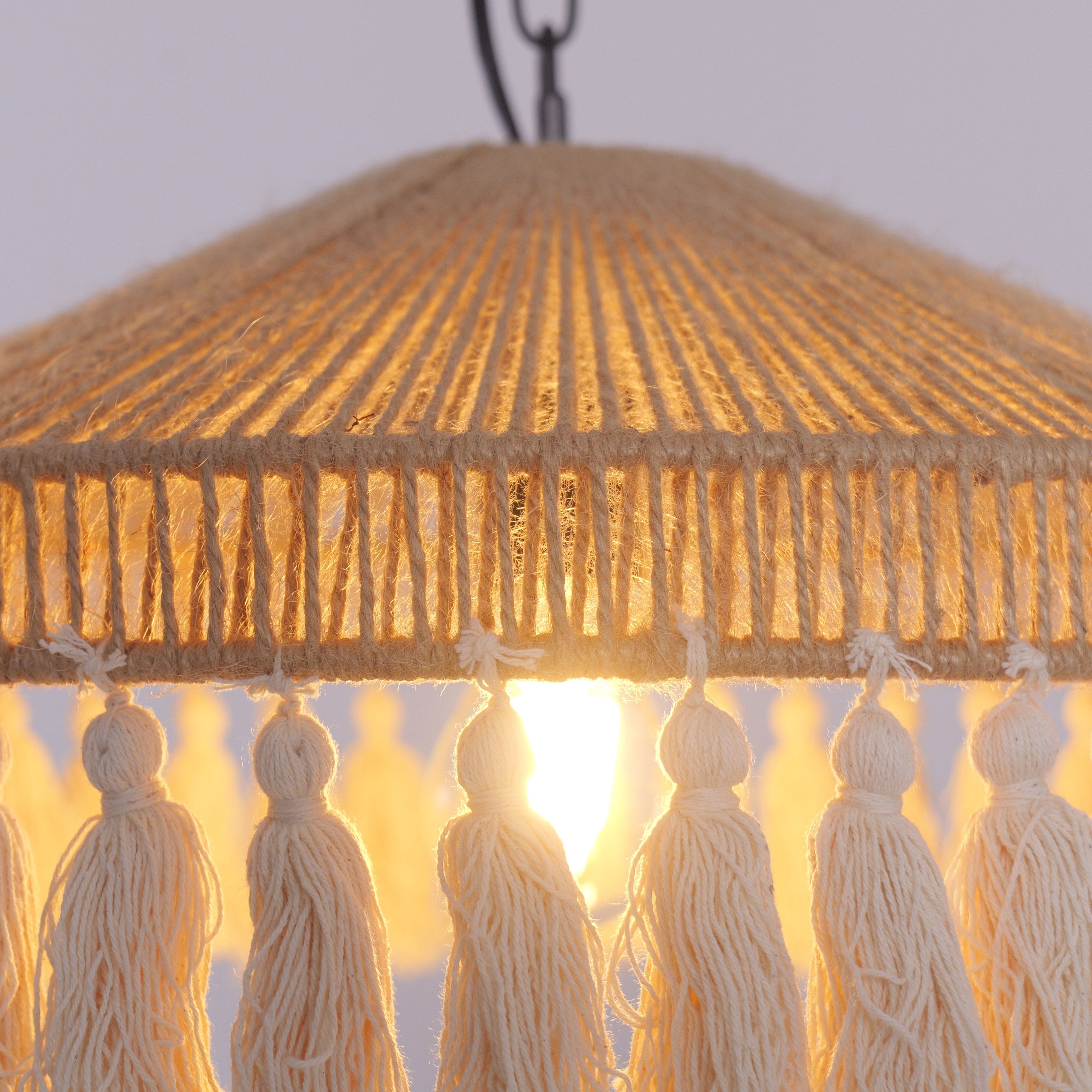 Lightsin Bohemian Style Handcrafted Woven Hemp Rope Hanging Pendant Lights Lightsin UK 
