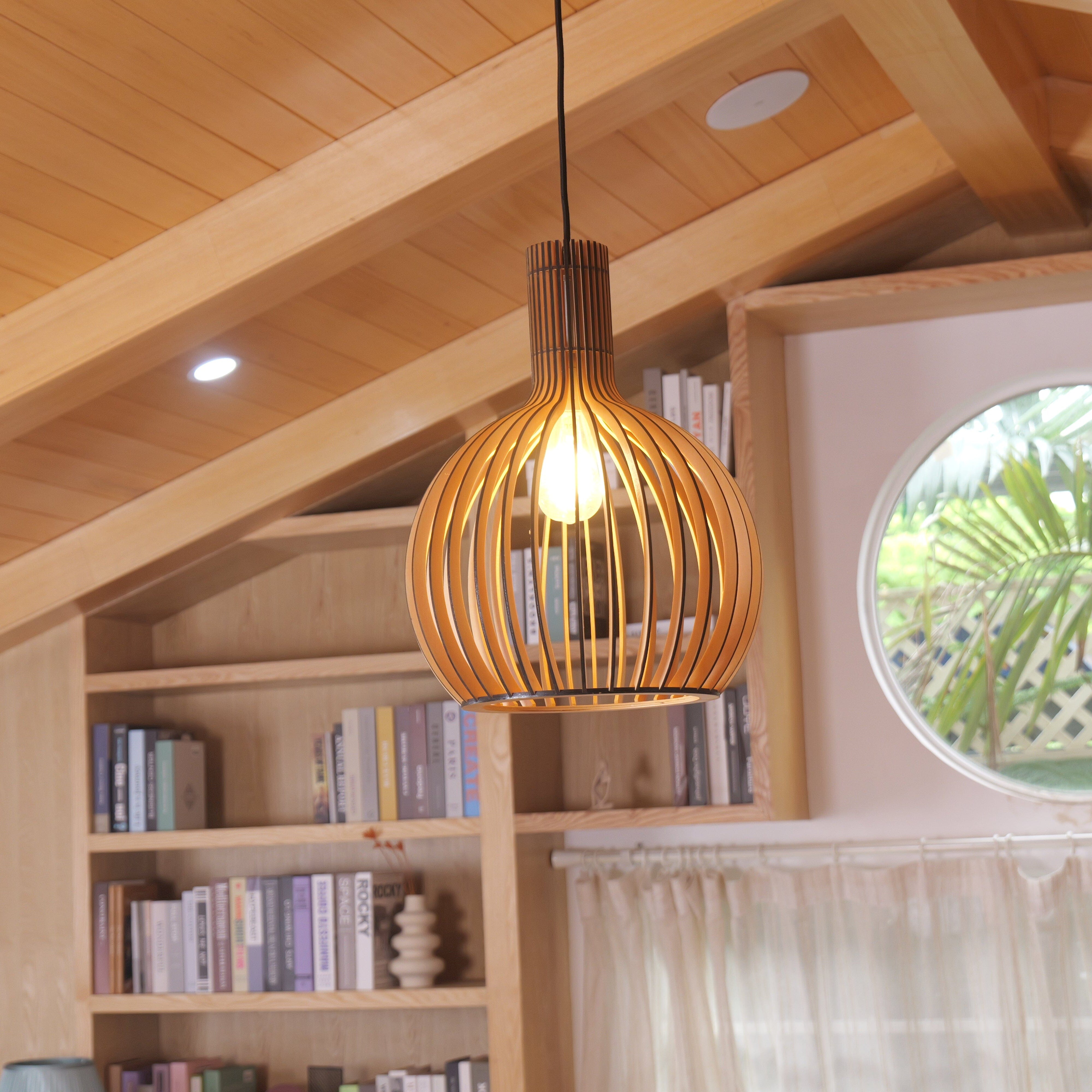 Lightsin Scandinavian LED Wooden Birdcage Pendant Light Lightsin UK 