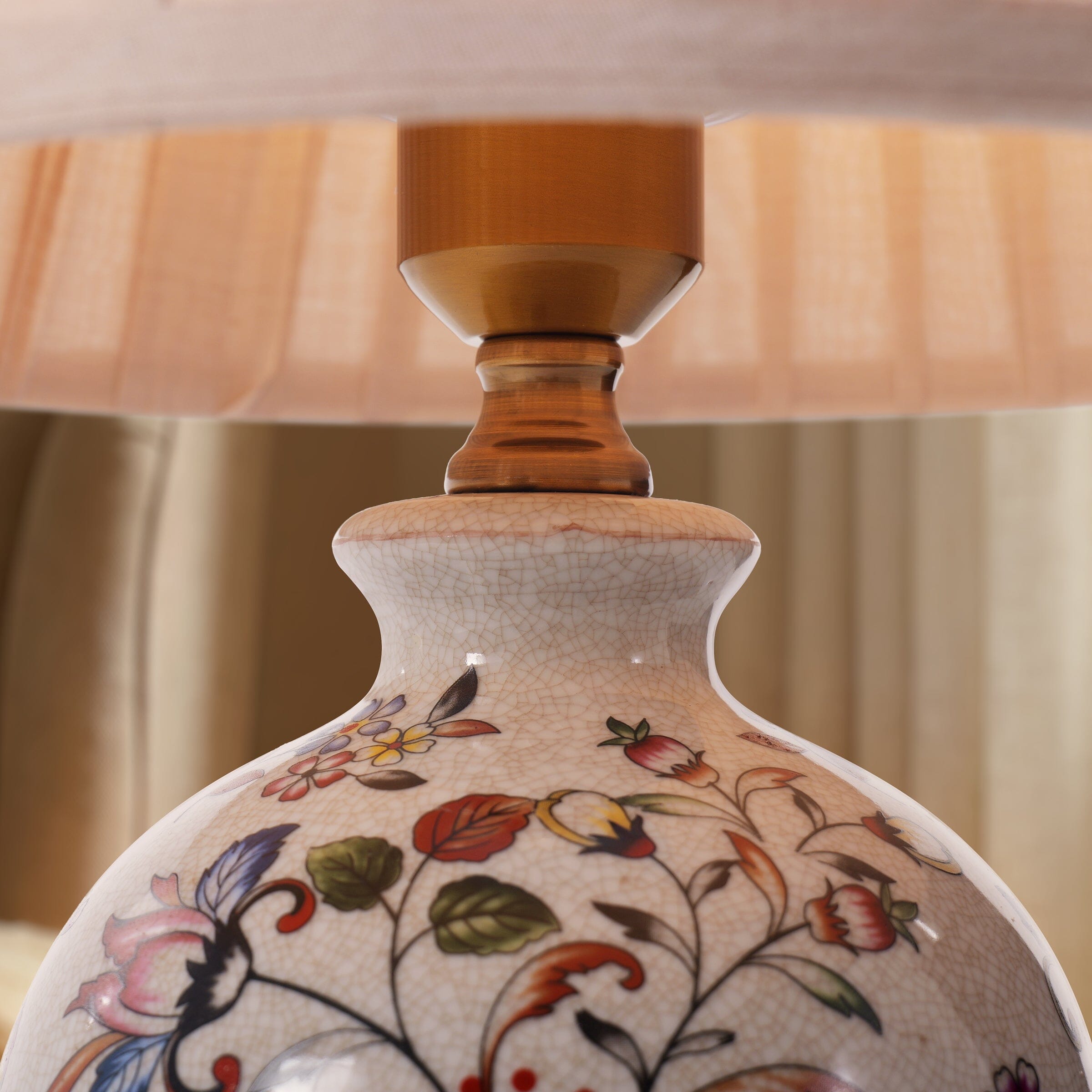 Lightsin Chinoiserie Hand-Painted Porcelain Table Lamp with Pleated Linen Shade Lightsin UK 