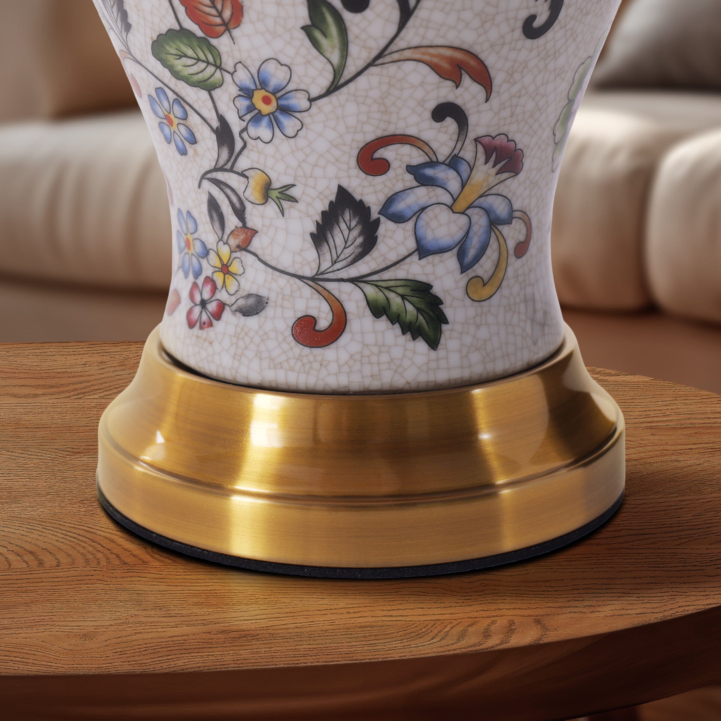 Lightsin Chinoiserie Hand-Painted Porcelain Table Lamp with Pleated Linen Shade Lightsin UK 