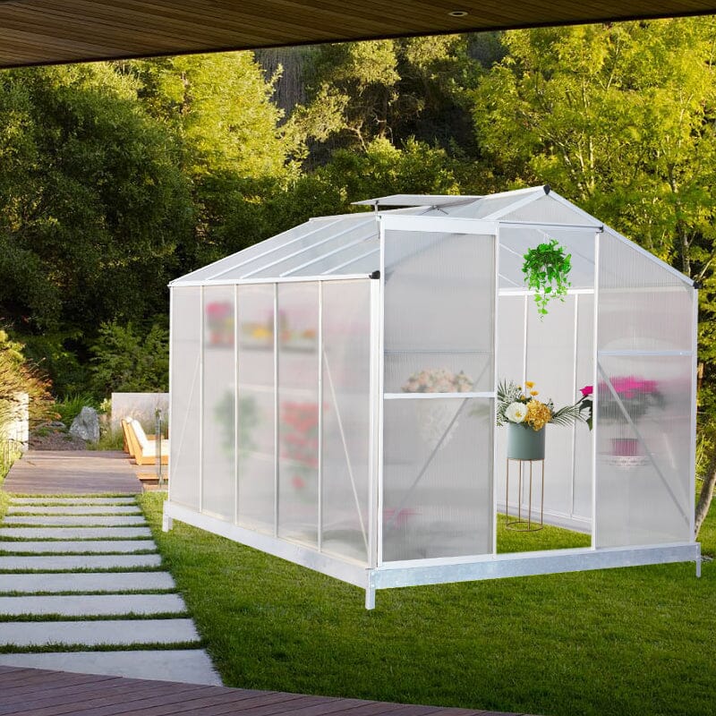 Aluminium Hobby Greenhouse with Window Opening Living and Home With Base 