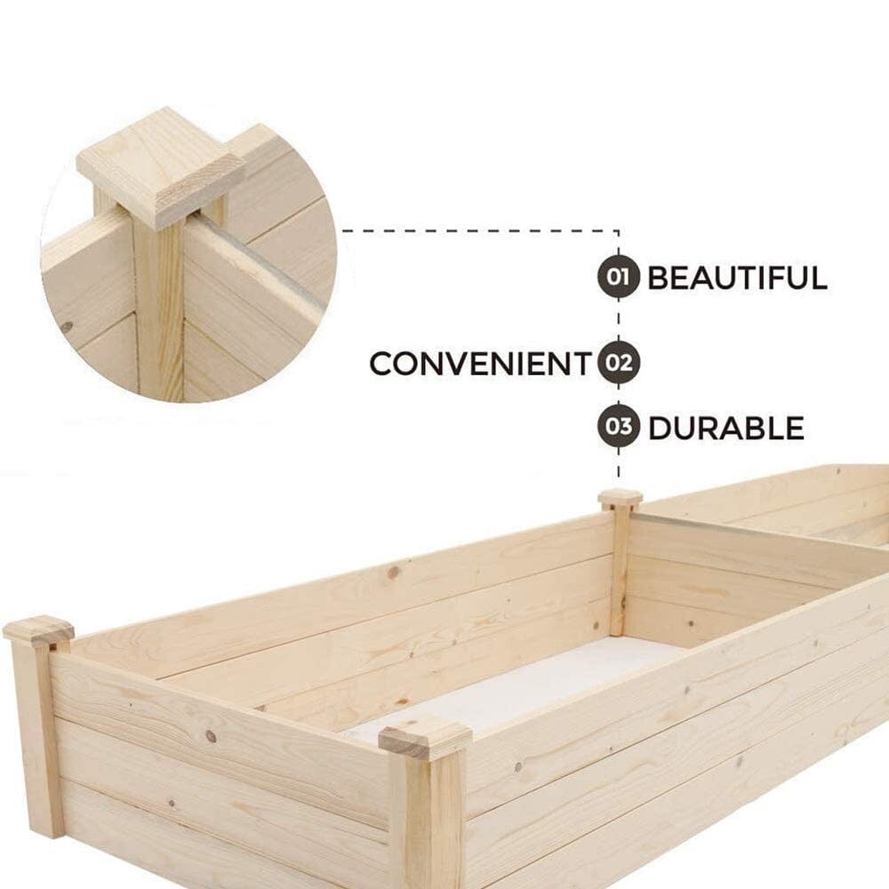 Solid Wood Raised Garden Bed with 2 Compartments Living and Home 