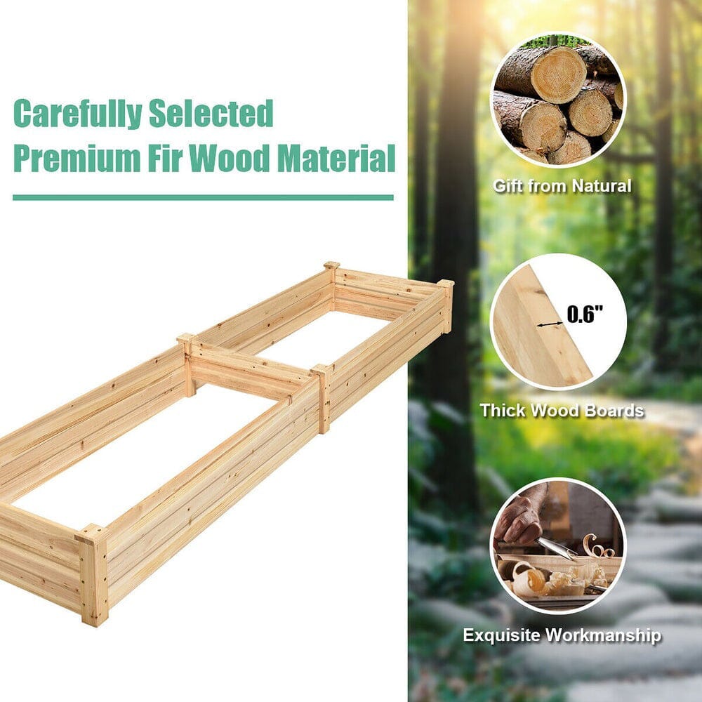 Solid Wood Raised Garden Bed with 2 Compartments Living and Home 