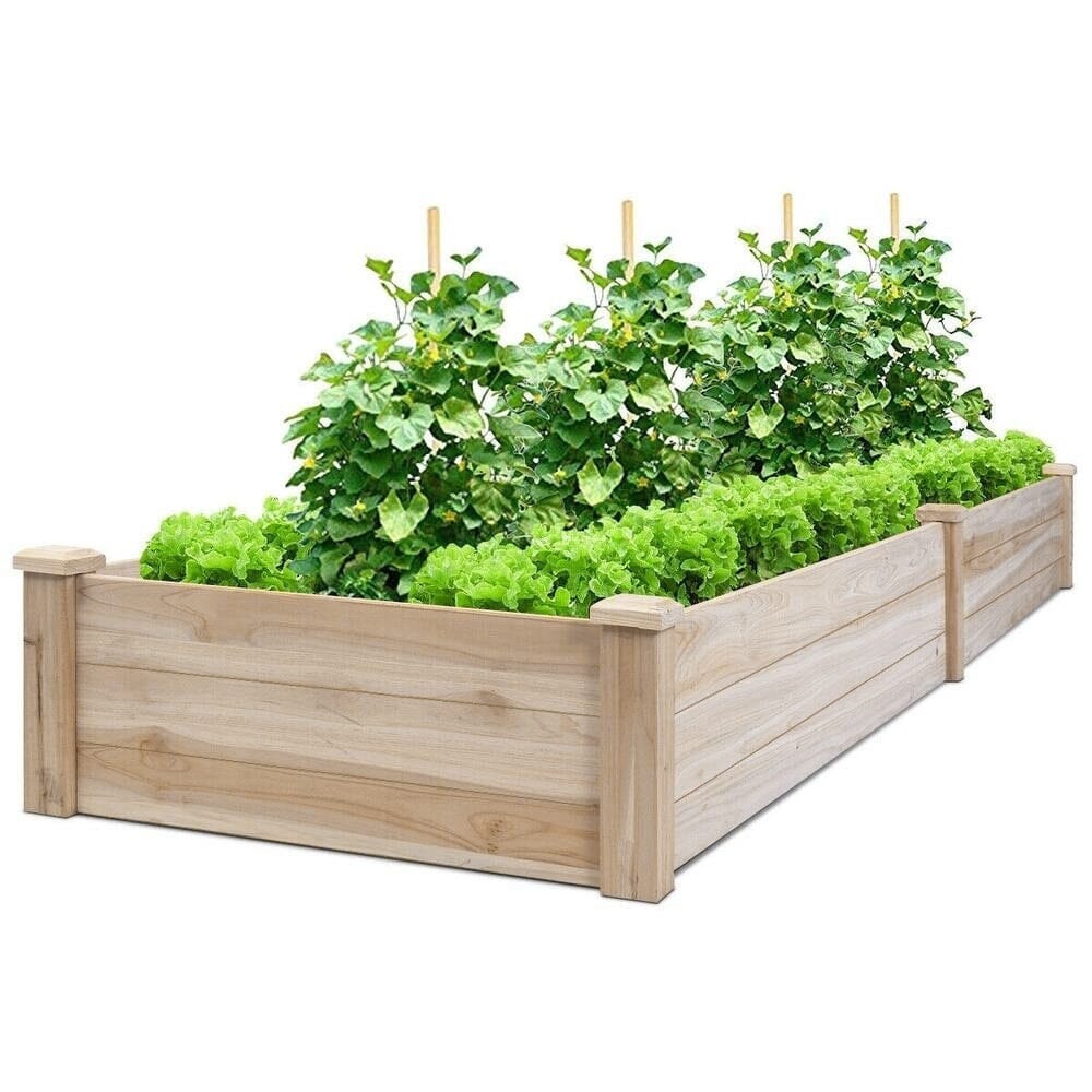 Solid Wood Raised Garden Bed with 2 Compartments Living and Home 