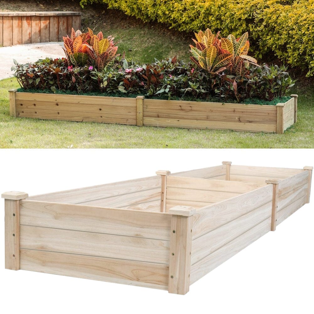 Solid Wood Raised Garden Bed with 2 Compartments Living and Home 