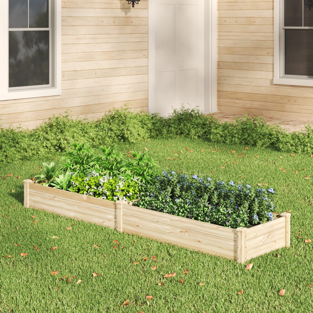 Solid Wood Raised Garden Bed with 2 Compartments Living and Home 