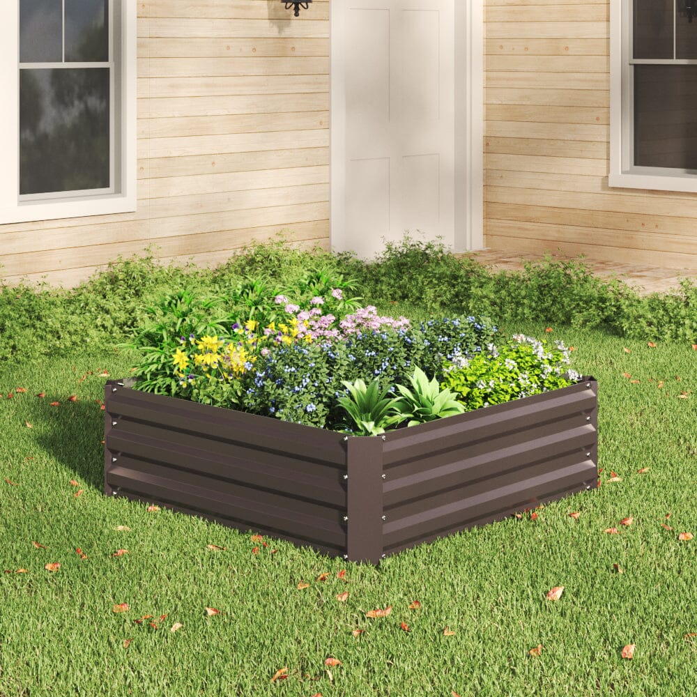 Galvanized Steel Square Raised Garden Bed Planter Box Living and Home M 