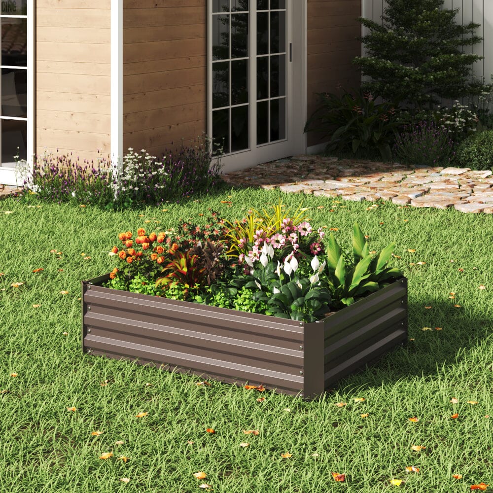 Galvanized Steel Square Raised Garden Bed Planter Box Living and Home L 