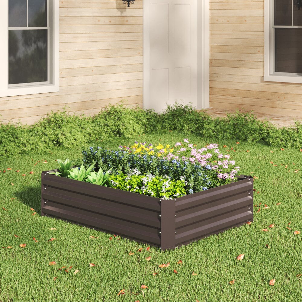 Galvanized Steel Square Raised Garden Bed Planter Box Living and Home 
