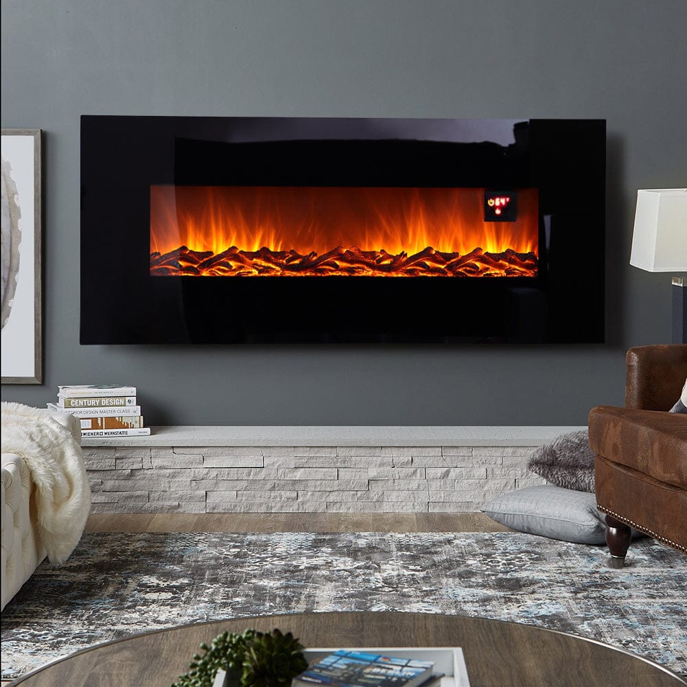 50 Inch Wall Mounted Electric Fireplaces with Logs 1800W Electric Fire –  Living and Home