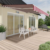 Retractable Patio Awning - Manual Shelter - Red & White Patio Awnings Living and Home 