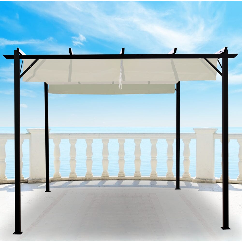 Outdoor Retractable Steel Pergola with Canopy Living and Home 