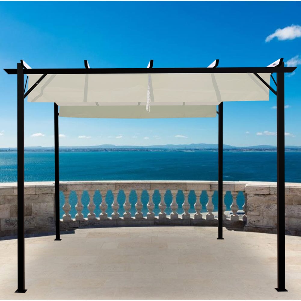 Outdoor Retractable Steel Pergola with Canopy Living and Home 