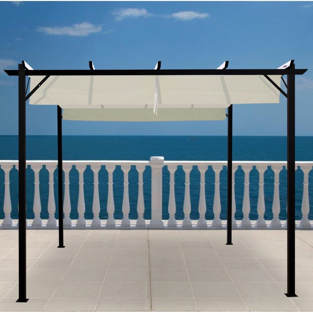 Outdoor Retractable Steel Pergola with Canopy Living and Home 