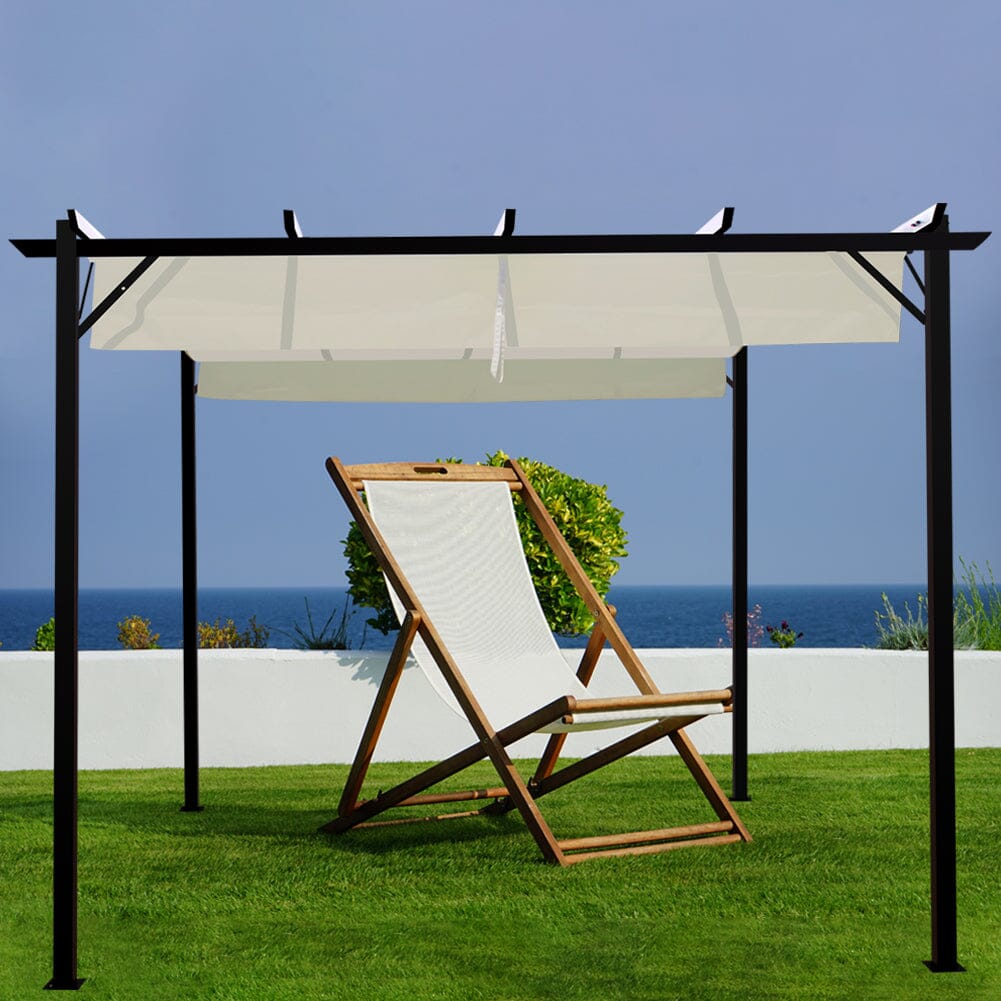 Outdoor Retractable Steel Pergola with Canopy Living and Home 