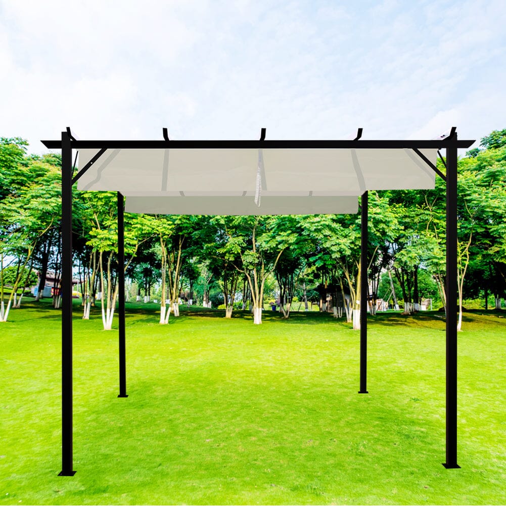 Outdoor Retractable Steel Pergola with Canopy Living and Home 
