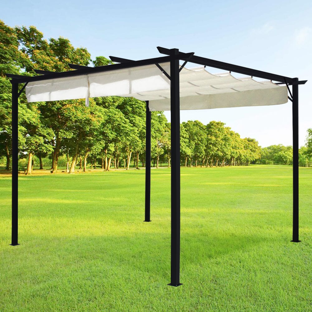 Outdoor Retractable Steel Pergola with Canopy Living and Home 