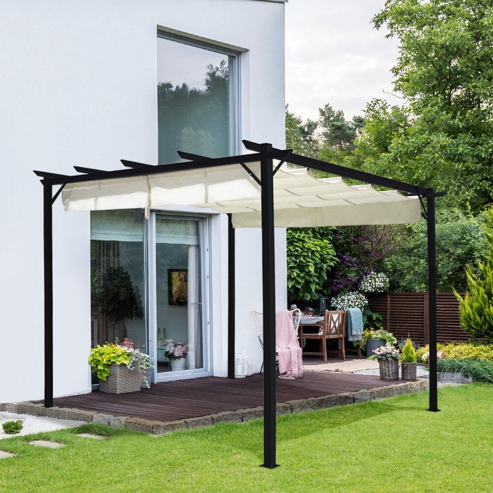 Outdoor Retractable Steel Pergola with Canopy Living and Home 