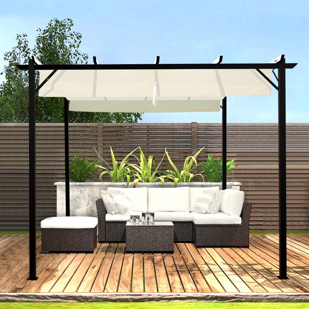 Outdoor Retractable Steel Pergola with Canopy Living and Home 