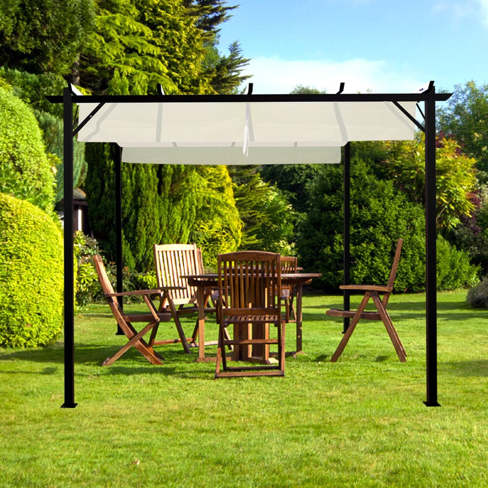 Outdoor Retractable Steel Pergola with Canopy Living and Home 