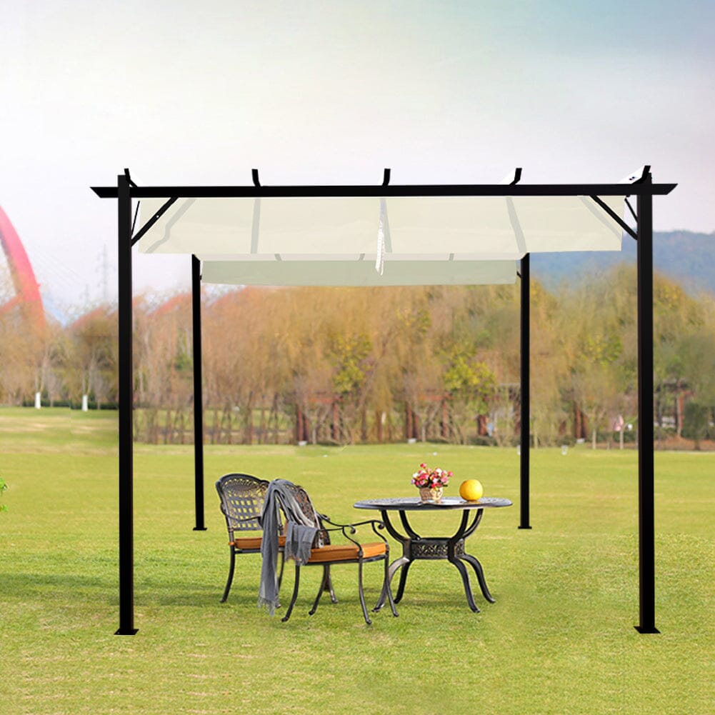 Outdoor Retractable Steel Pergola with Canopy Living and Home 