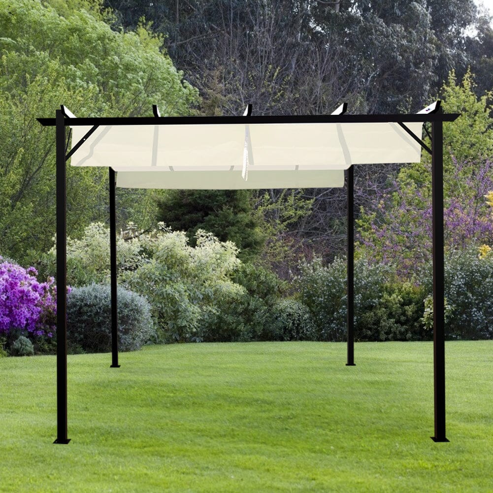 Outdoor Retractable Steel Pergola with Canopy Living and Home 