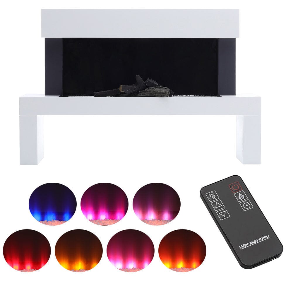 Wall Mounted Electric Fireplace Mantel with Pebbles Logs Display Living and Home 