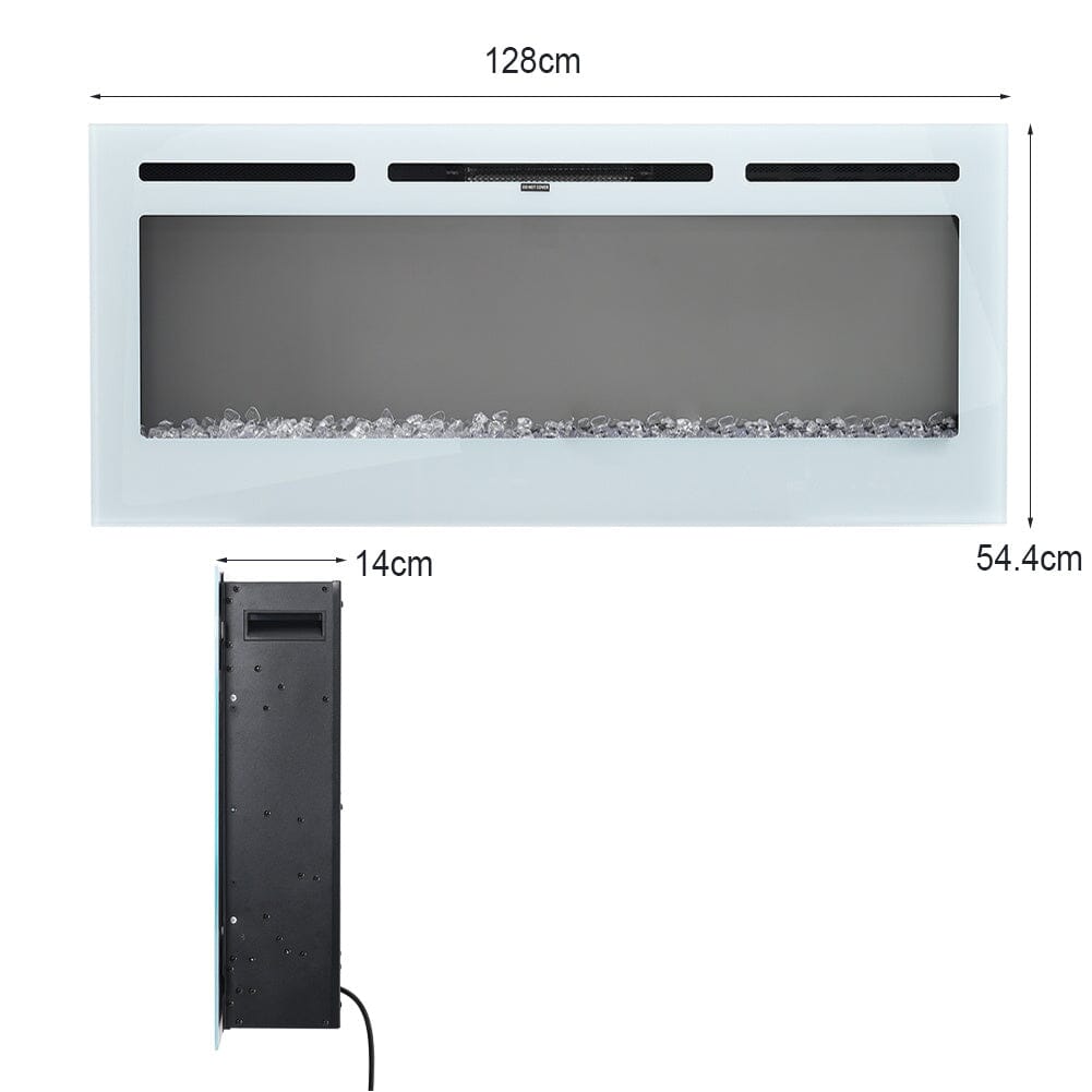 Linear Electric Fireplace Recessed in White Living and Home 