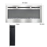 Linear Electric Fireplace Recessed in Chrome Living and Home 