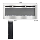 Linear Electric Fireplace Recessed in Chrome Living and Home 
