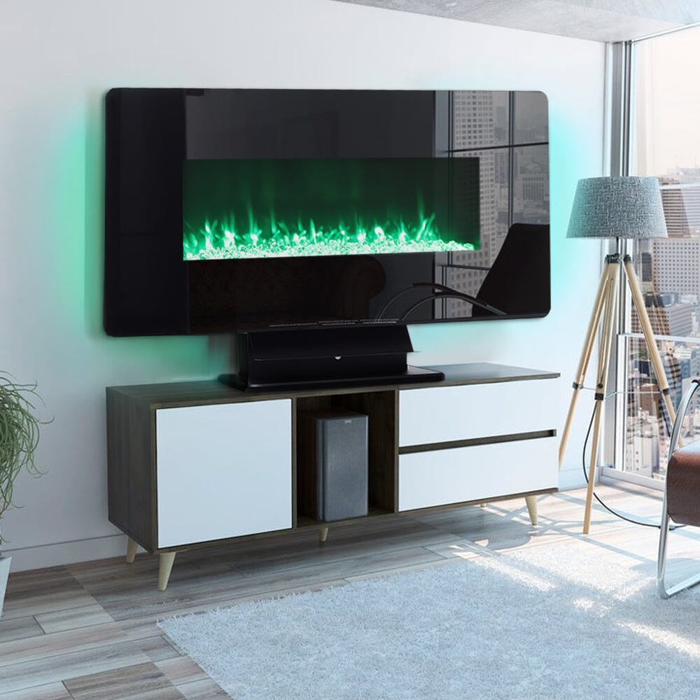 Electric Freestanding and Wall Mounted Fireplace with Stand Living and Home 