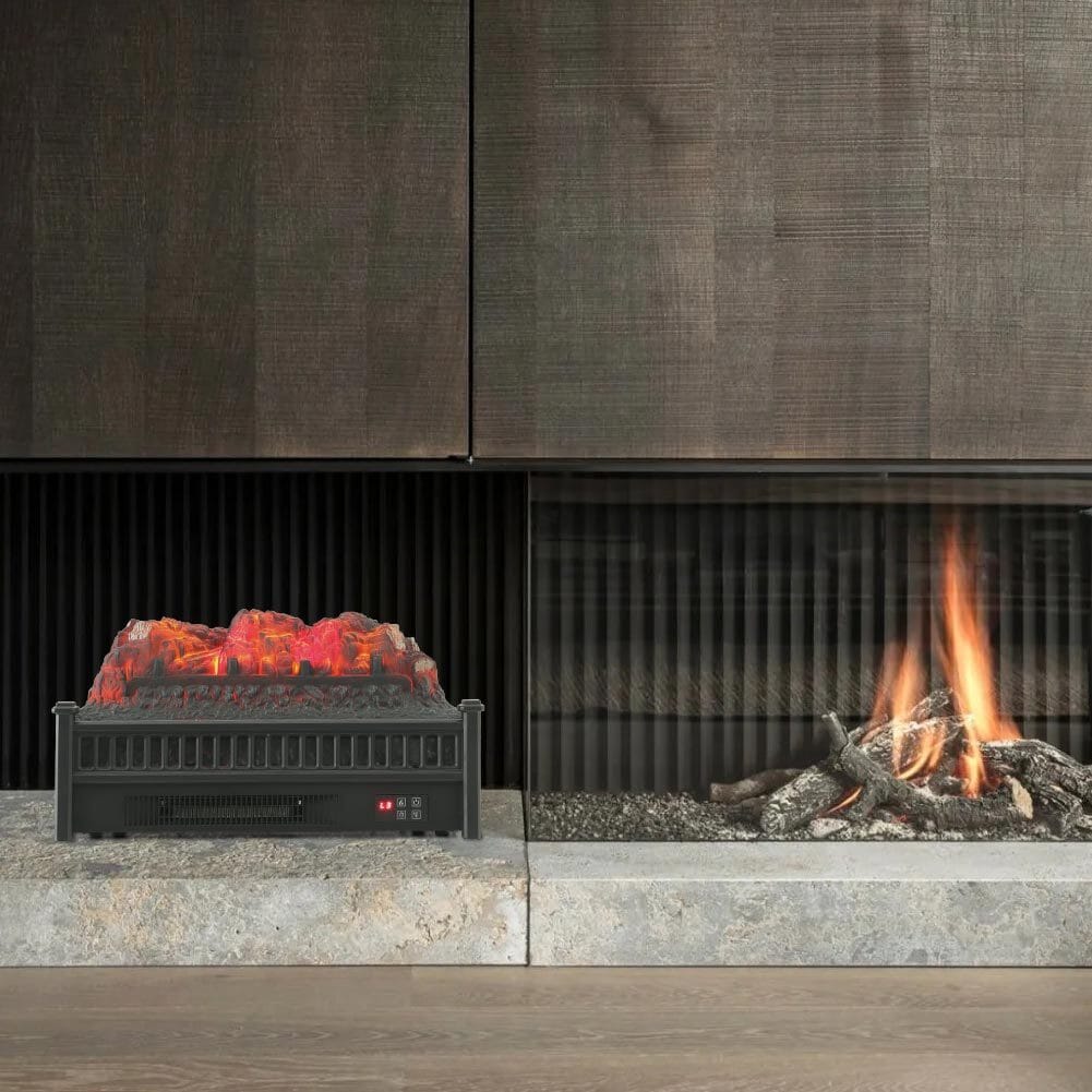 Modern Insert Log Electric Fireplace with Realistic Ember Bed Living and Home 