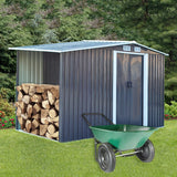 329cm W Garden Metal Storage Shed with Log Storage
