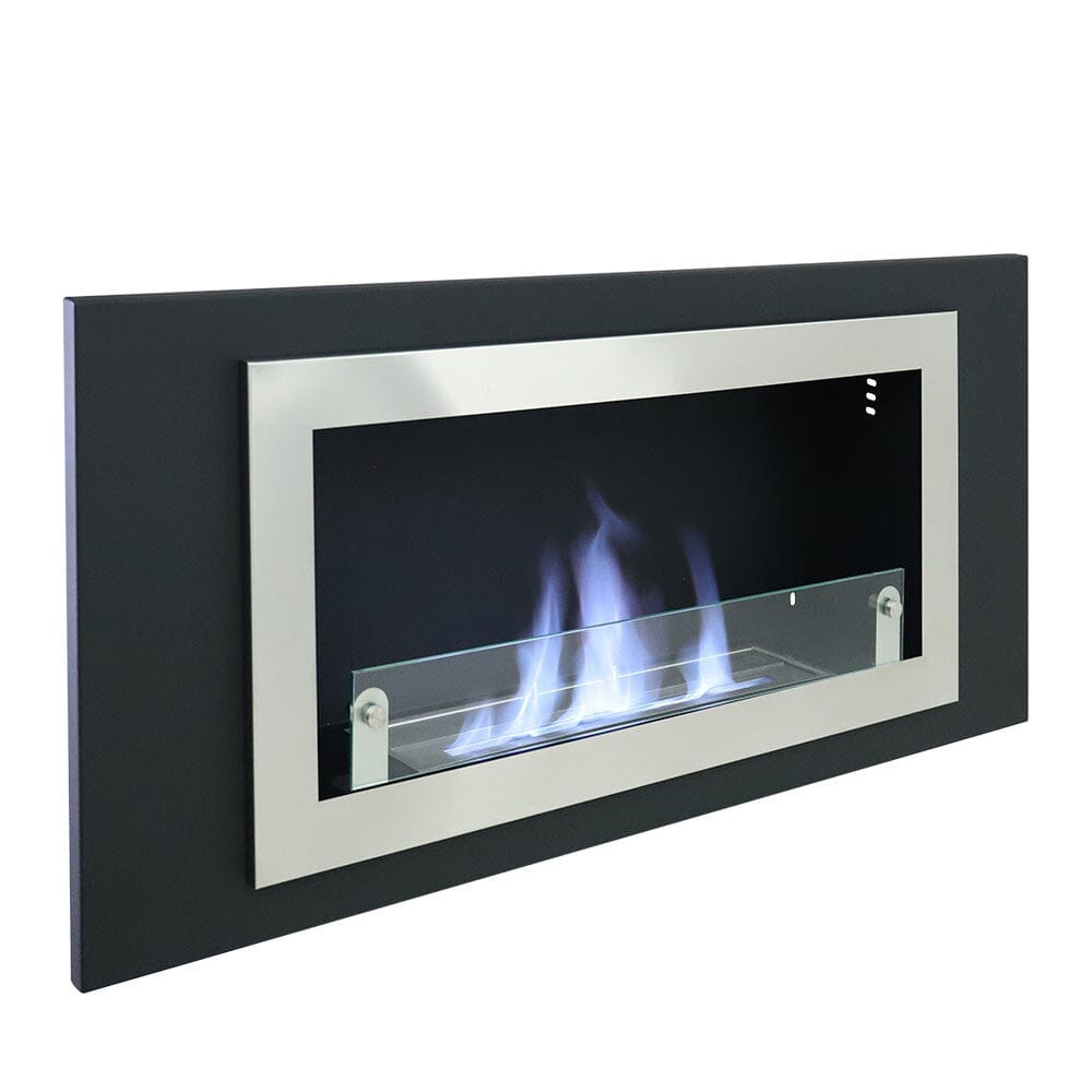 45 inch Silver Wall Mount Fireplaces Steel Stainless Indoors BioEthan