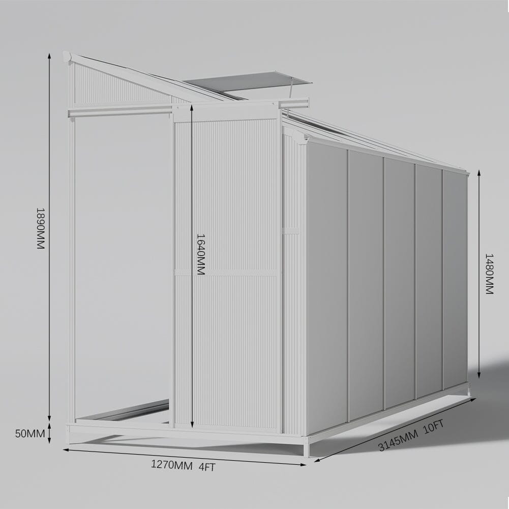 Livingandhome Lean-to Aluminum Greenhouse with Sliding Door, PM1041PM1042 Living and Home 