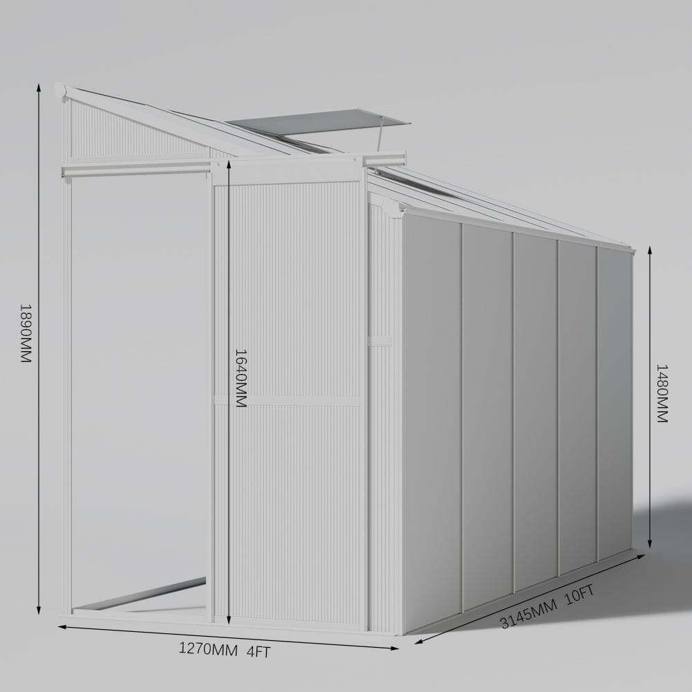 Livingandhome Lean-to Aluminum Greenhouse with Sliding Door, PM1041PM1042 Living and Home 