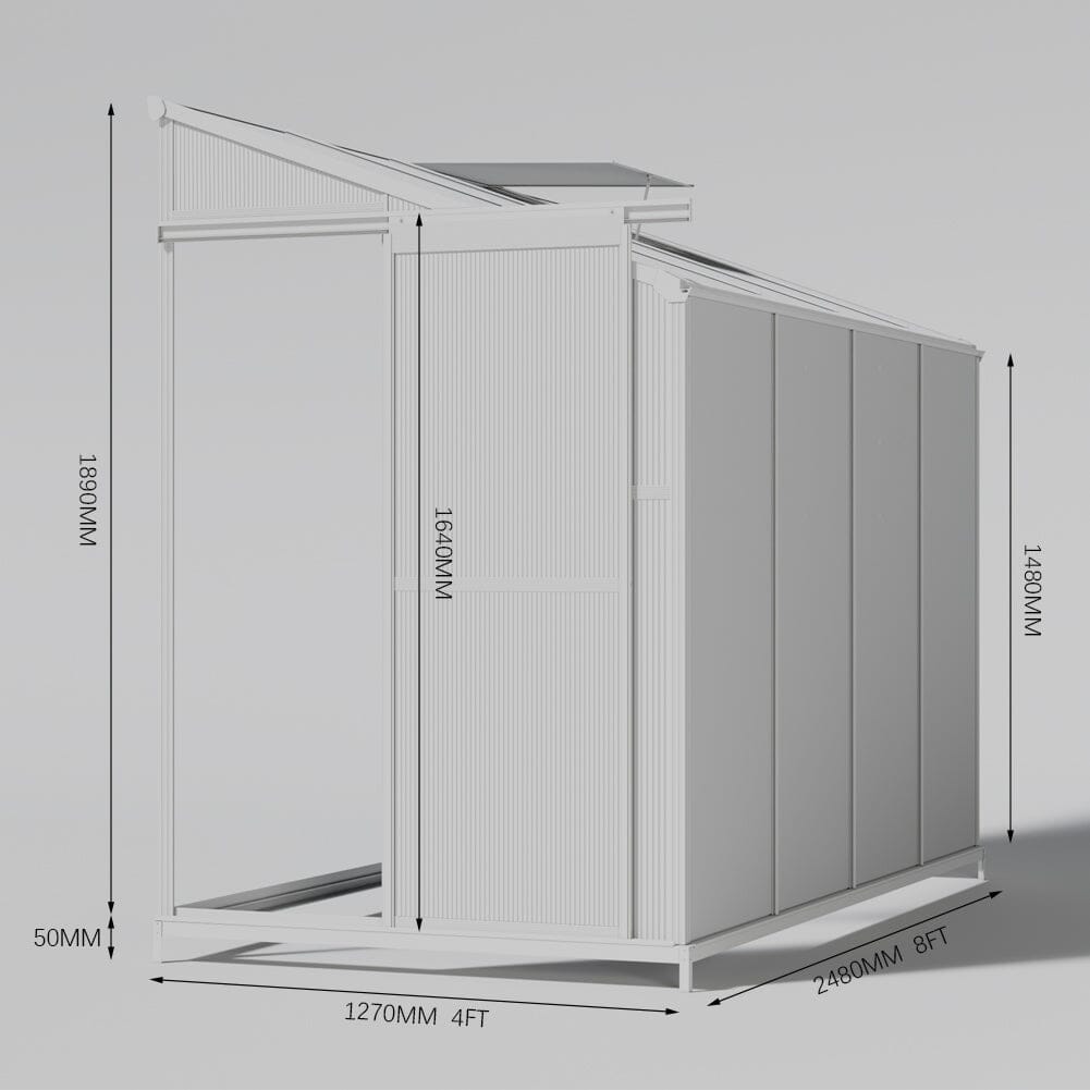 Livingandhome Lean-to Aluminum Greenhouse with Sliding Door, PM1041PM1042 Living and Home 
