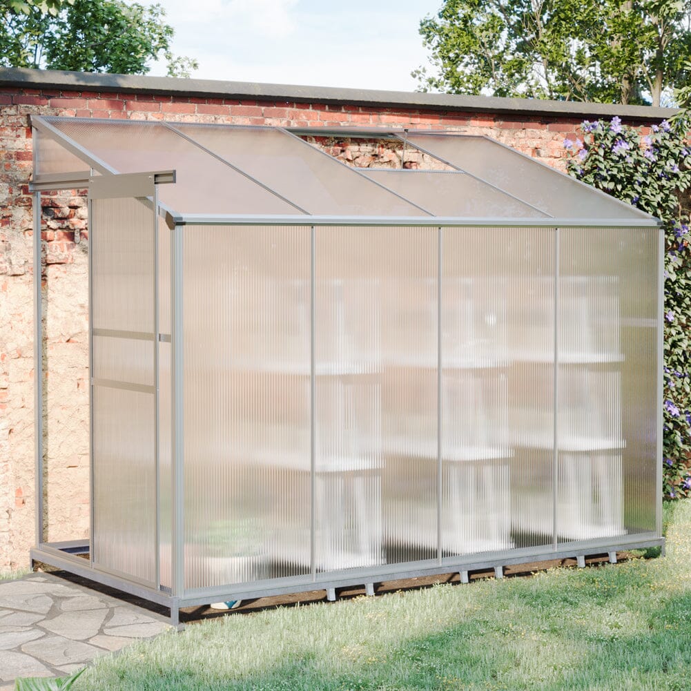 Livingandhome Lean-to Aluminum Greenhouse with Sliding Door, PM1041PM1042 Living and Home 