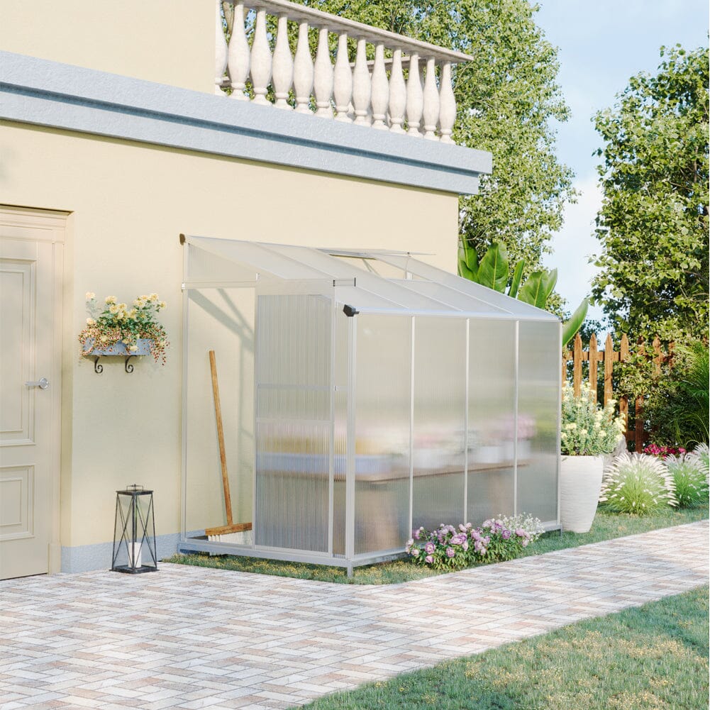 Livingandhome Lean-to Aluminum Greenhouse with Sliding Door, PM1041PM1042 Living and Home 