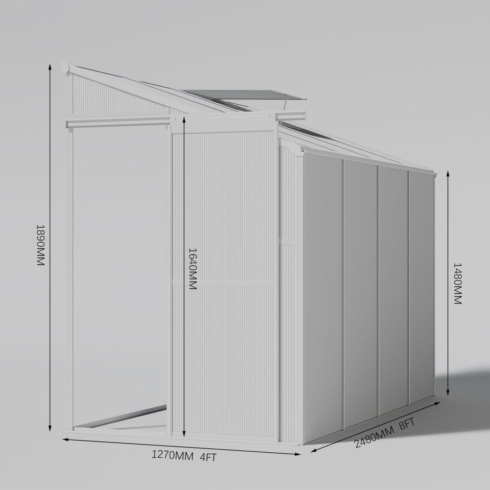 Livingandhome Lean-to Aluminum Greenhouse with Sliding Door, PM1041PM1042 Living and Home 