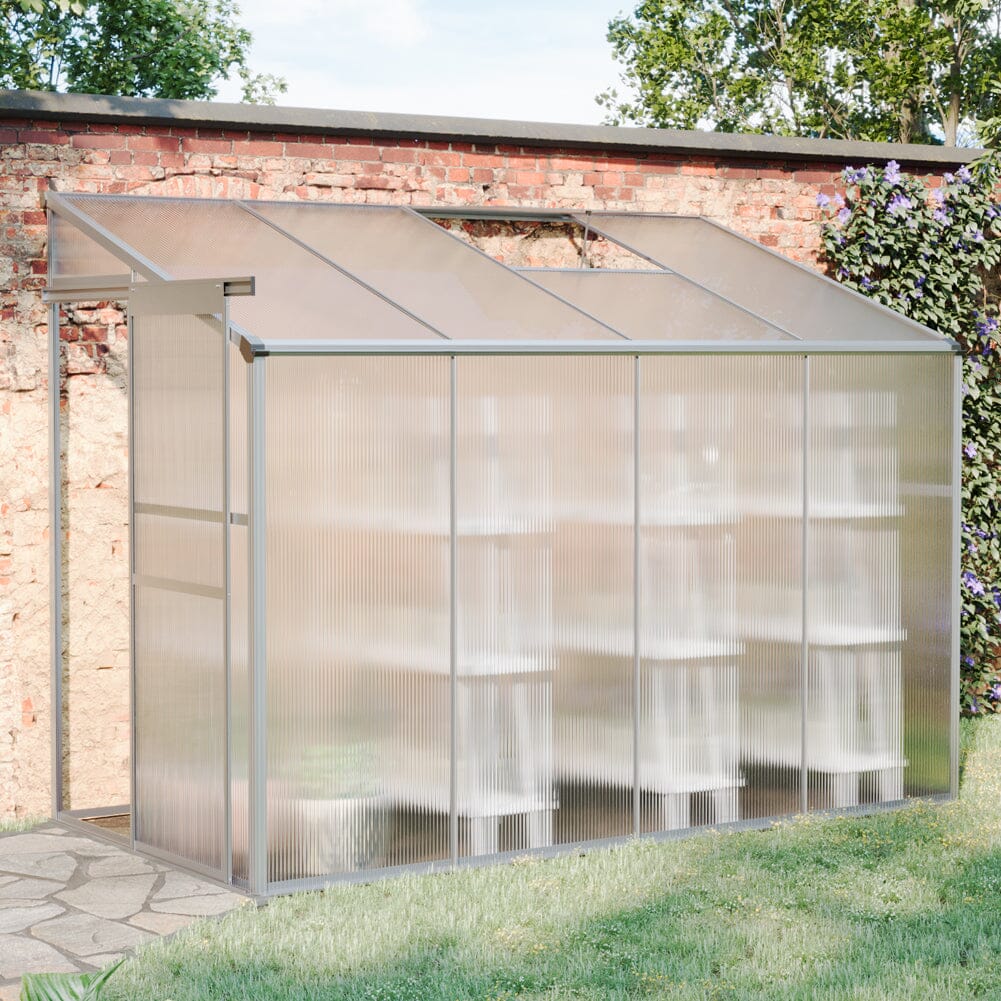 Livingandhome Lean-to Aluminum Greenhouse with Sliding Door, PM1041PM1042 Living and Home 