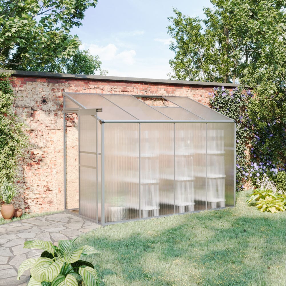 Livingandhome Lean-to Aluminum Greenhouse with Sliding Door, PM1041PM1042 Living and Home 