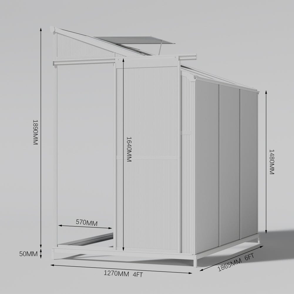 Livingandhome Lean-to Aluminum Greenhouse with Sliding Door, PM1041PM1042 Living and Home 