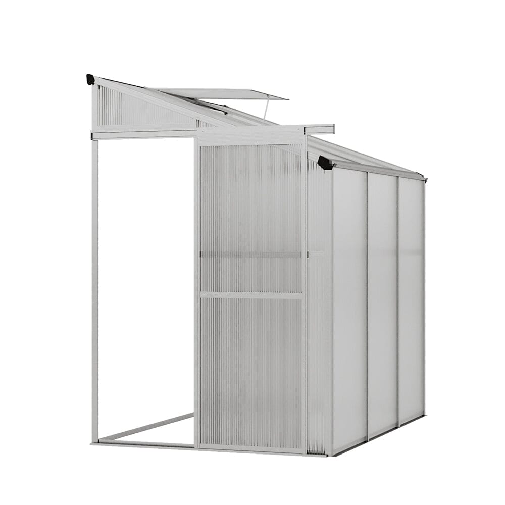Livingandhome Lean-to Aluminum Greenhouse with Sliding Door, PM1041PM1042 Living and Home 