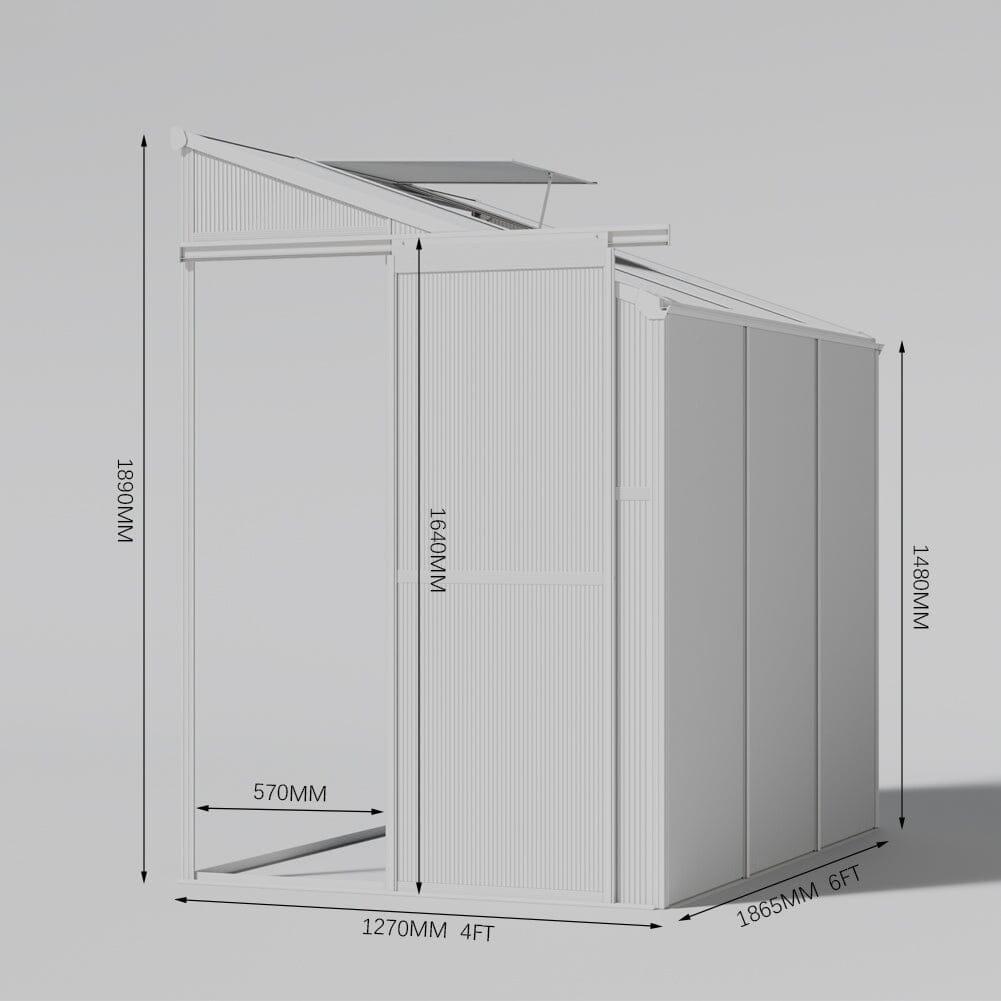 Livingandhome Lean-to Aluminum Greenhouse with Sliding Door, PM1041PM1042 Living and Home 