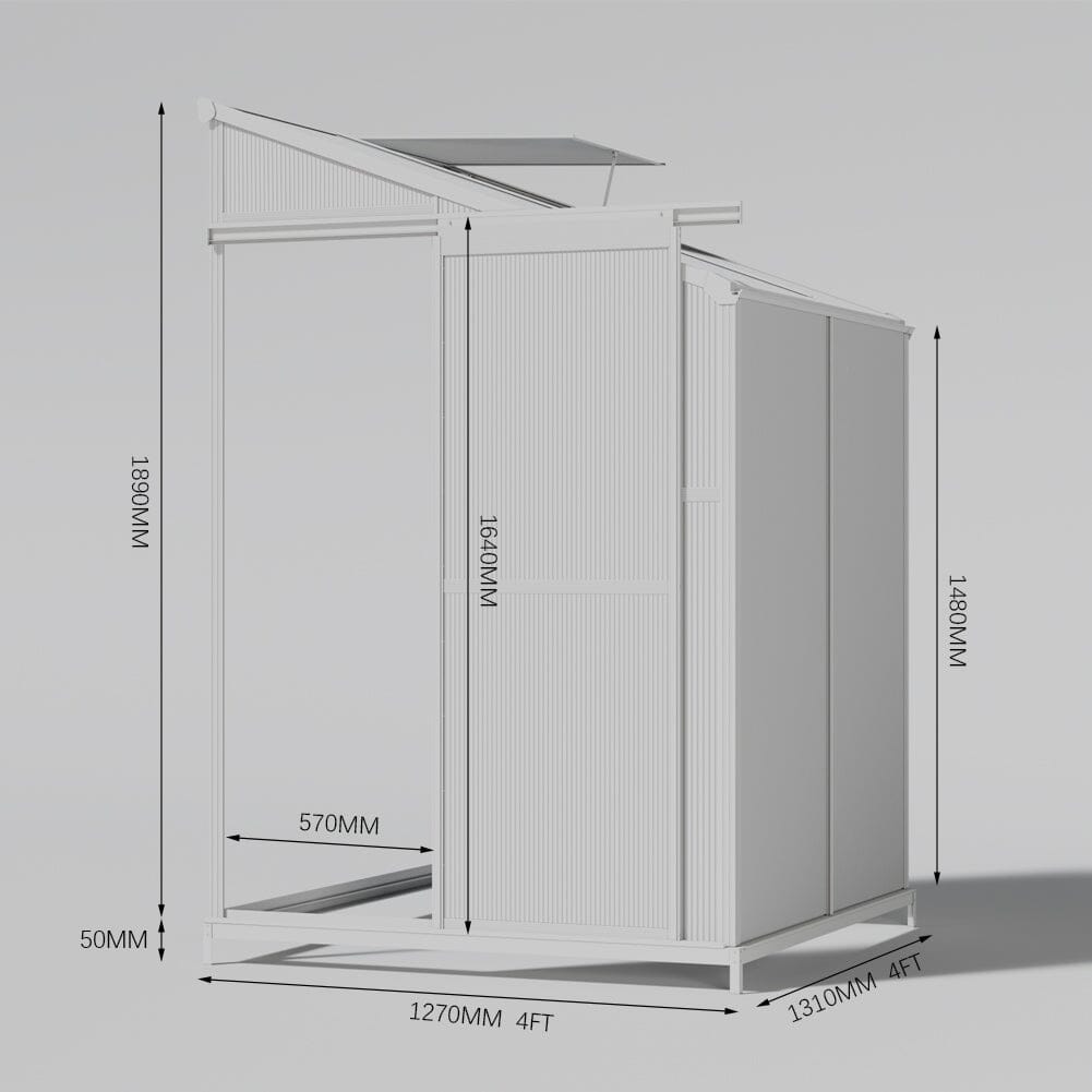 Livingandhome Lean-to Aluminum Greenhouse with Sliding Door, PM1041PM1042 Living and Home 