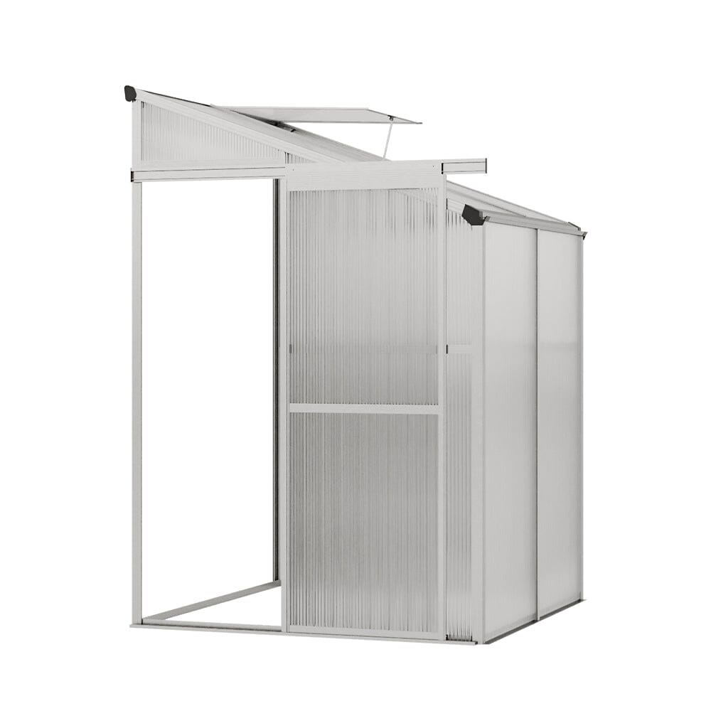 Livingandhome Lean-to Aluminum Greenhouse with Sliding Door, PM1041PM1042 Living and Home 