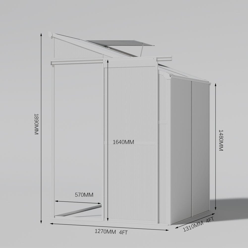 Livingandhome Lean-to Aluminum Greenhouse with Sliding Door, PM1041PM1042 Living and Home 